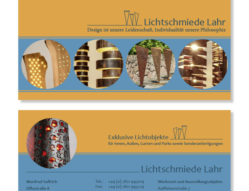 webdesign und grafik katrin birke, bollschweil/ freiburg, referenz printprodukte: flyer für lichtschmiede lahr